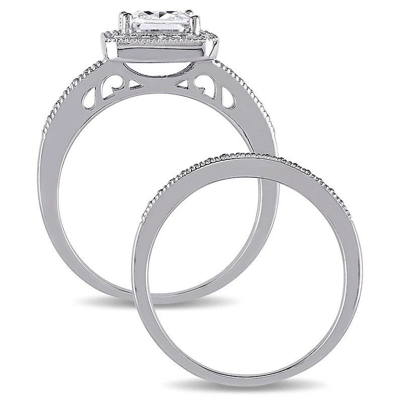 JULIANNA B Sterling Silver Cubic Zirconia Halo Bridal Set