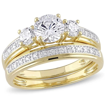 JULIANNA B Yellow Plated Sterling Silver Cubic Zirconia Bridal Set