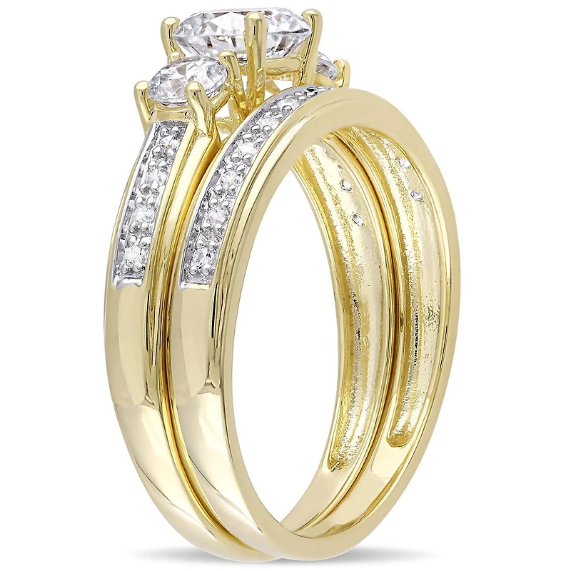 JULIANNA B Yellow Plated Sterling Silver Cubic Zirconia Bridal Set