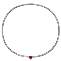 Julianna B Sterling Silver Created Ruby & Created White Sapphire Necklace 17