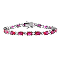 Julianna B Sterling Silver Created Ruby & Created White Sapphire Bracelet 7.25