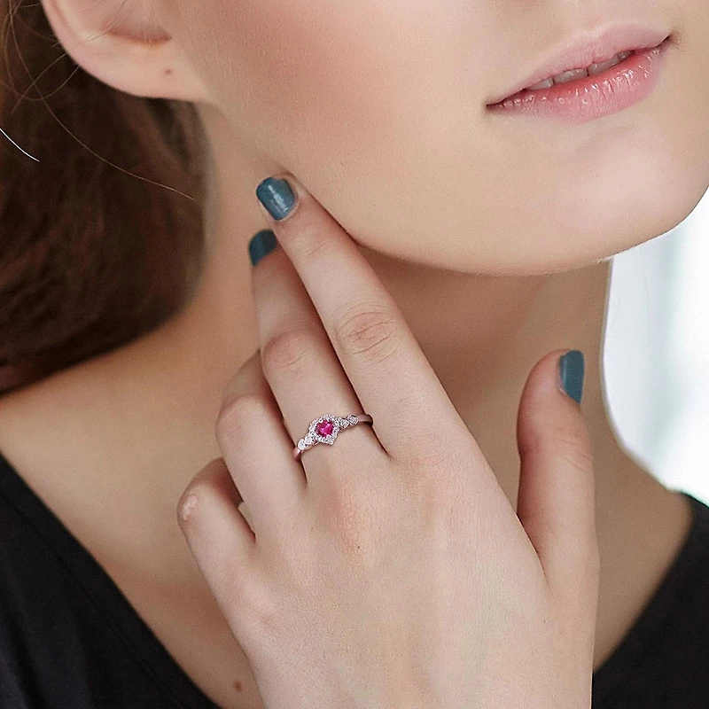 JULIANNA B Sterling Silver Created Ruby & White Sapphire Ring