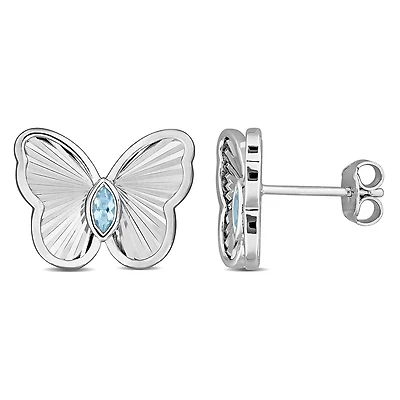 Julianna B Sterling Silver Blue Topaz Butterfly Earrings