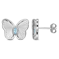Julianna B Sterling Silver Blue Topaz Butterfly Earrings