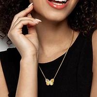 Julianna B Yellow Plated Sterling Silver Created White Sapphire 17" Necklace