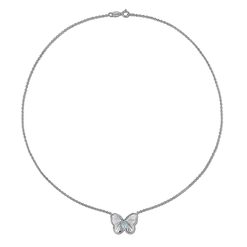 JULIANNA B Sterling Silver Blue Topaz Butterfly 17" Pendant