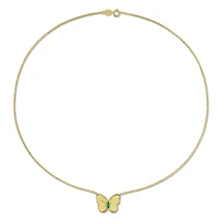 Julianna B Yellow Plated Sterling Silver Created Emerald Butterfly 17" Pendant