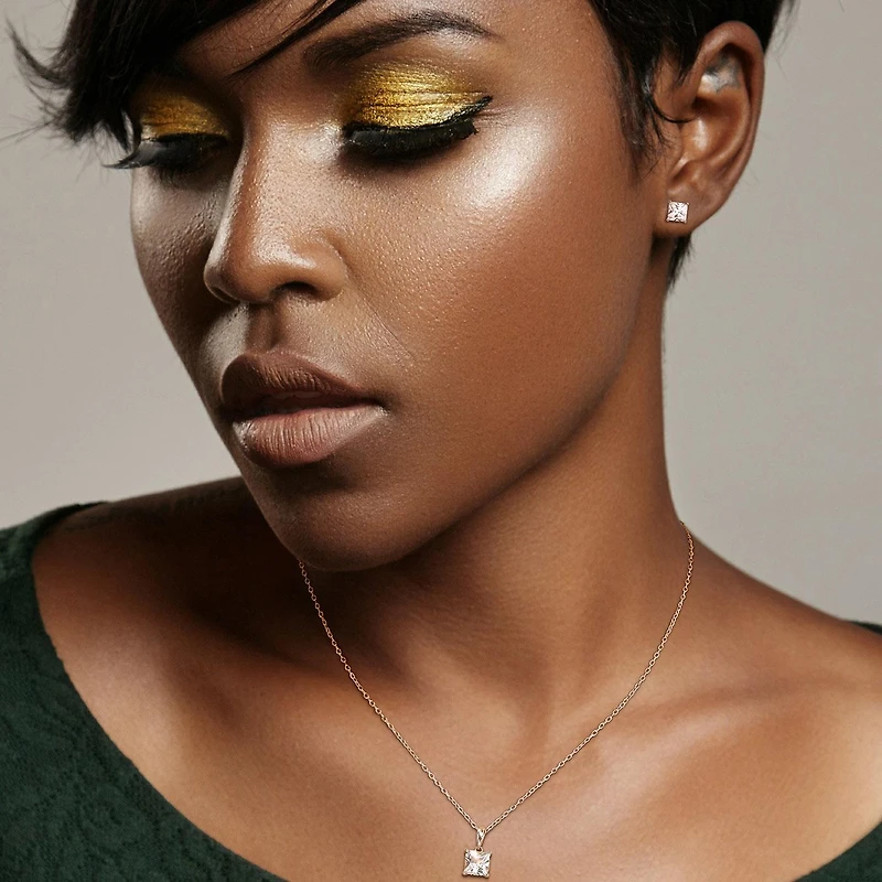 Julianna B Sterling Silver Created White Sapphire Earrings 18" Pendant Set