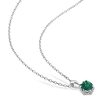 Julianna B Sterling Silver Created Emerald Earring & Pendant Set