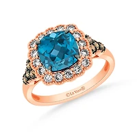 Le Vian 14K Strawberry Gold Blue Topaz and 0.60CTW Diamond Ring