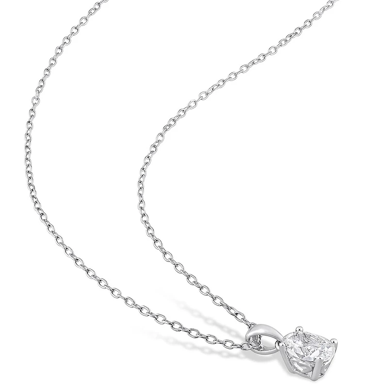 Julianna B Sterling Silver Created White Sapphire Earring & Pendant Set