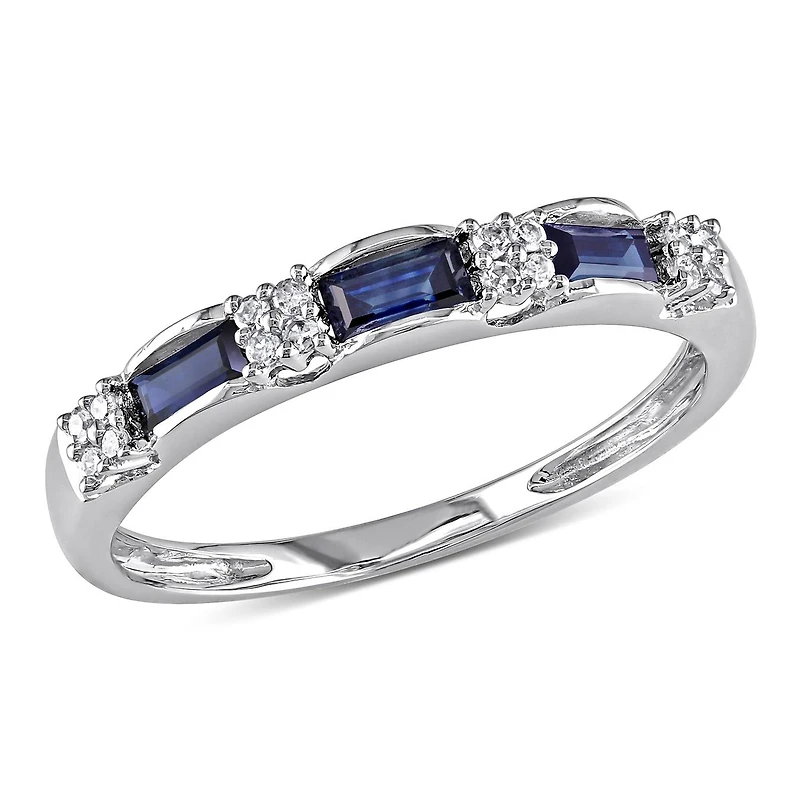 JULIANNA B 10K White Gold Sapphire & Diamond Ring