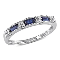 JULIANNA B 10K White Gold Sapphire & Diamond Ring