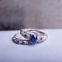 Julianna B 10K White Gold Created Sapphire & Diamond Bridal Set