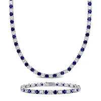 Julianna B Sterling Silver Created Blue & Created White Sapphire Set