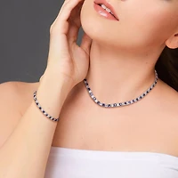 Julianna B Sterling Silver Created Blue & Created White Sapphire Set