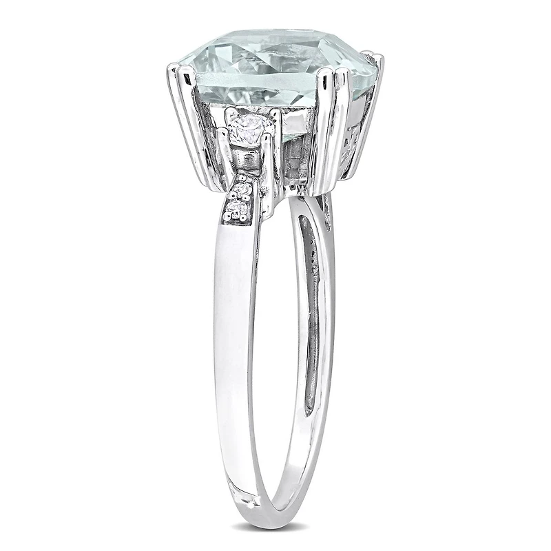 JULIANNA B 10K White Gold Aquamarine Created Sapphire & Diamond Ring