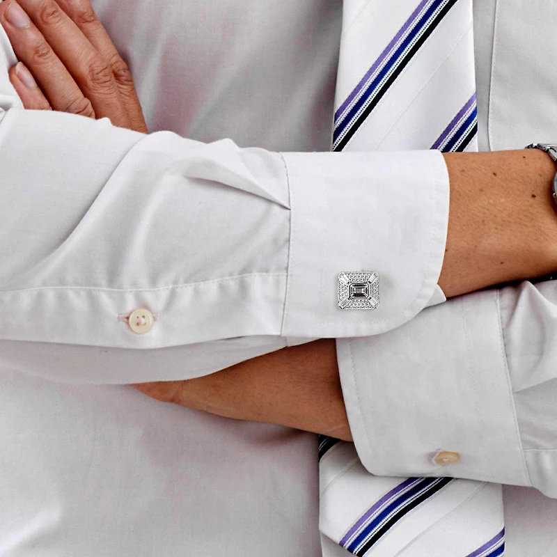 Julianna B Sterling Silver Created White Sapphire Cufflinks