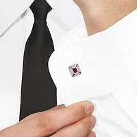 Julianna B Sterling Silver Created Ruby & Created White Sapphire Cufflinks
