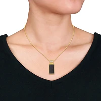 Julianna B Yellow Plated Sterling Silver Carbon Fibre Created Sapphire Pendant