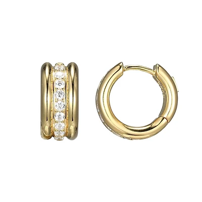 Elle "Goddess" Cubic Zirconia 3-Row Hoop Earrings