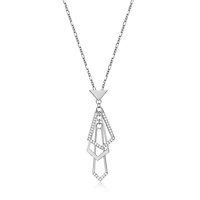 Elle "Art Deco" Cubic Zirconia Cable 16+3" Necklace