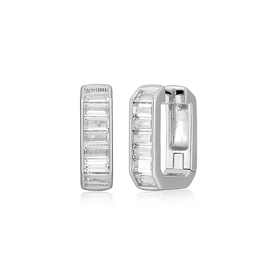 Reign Baguette Cubic Zirconia Hoop Earrings