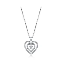 Sterling Silver Cubic Zirconia Star Heart 19" Pendant