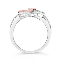 0.10CTW Diamond Double Heart Promise Ring in Sterling Silver & 10K Rose Gold