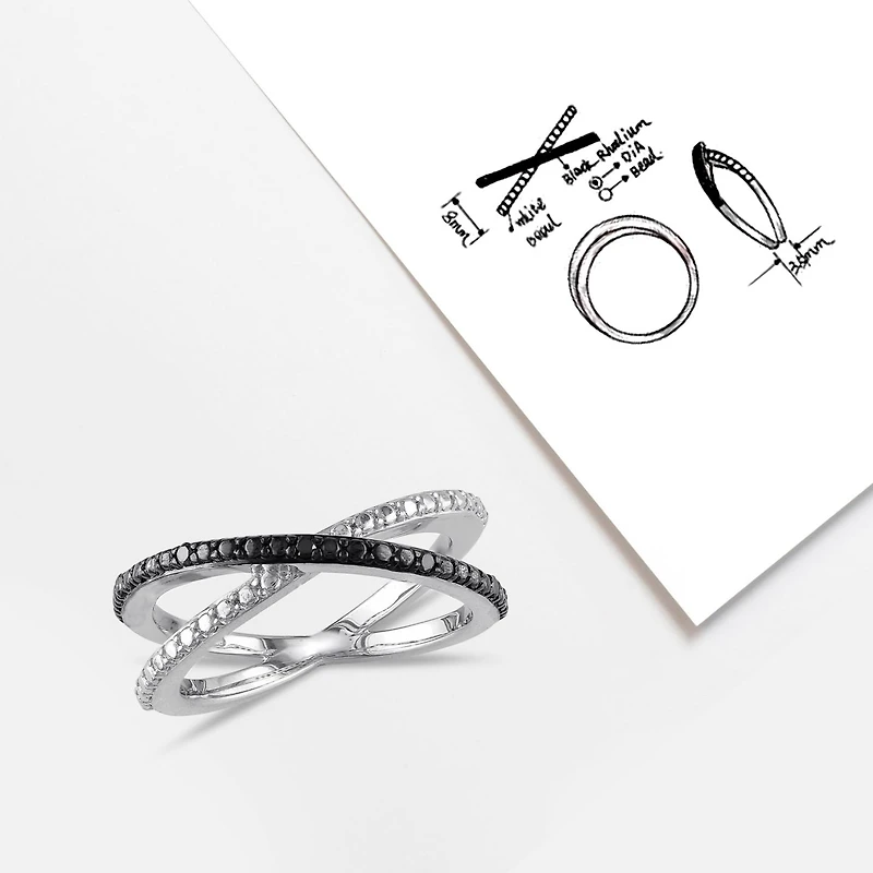 JULIANNA B Diamond Stackable Ring Sterling Silver