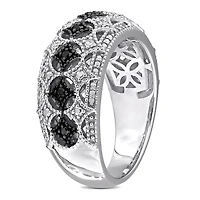 JULIANNA B 0.10CTW Black & White Diamond Fashion Band Sterling Silver