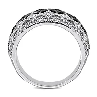 JULIANNA B 0.10CTW Black & White Diamond Fashion Band Sterling Silver