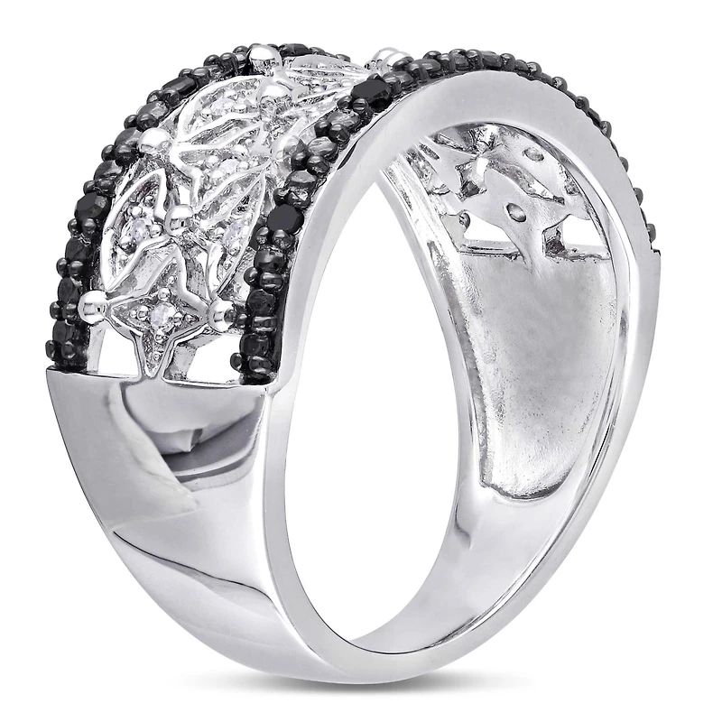 JULIANNA B 0.15CTW Black & White Diamond Fashion Ring Sterling Silver