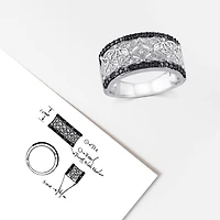 JULIANNA B 0.15CTW Black & White Diamond Fashion Ring Sterling Silver