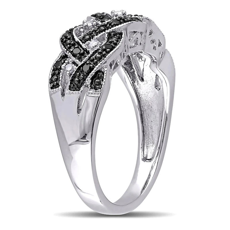 JULIANNA B 0.16CTW Black & White Diamond Fashion Ring Sterling Silver