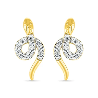 0.11CTW Diamond Snake Stud Earrings in 10K Yellow Gold