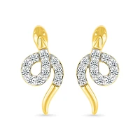 0.11CTW Diamond Snake Stud Earrings in 10K Yellow Gold