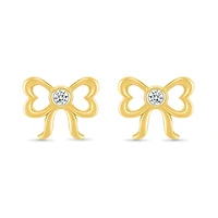 Diamond Bow Stud Earrings in 10K Yellow Gold