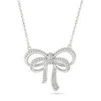0.14CTW Diamond Bow Necklace in Sterling Silver