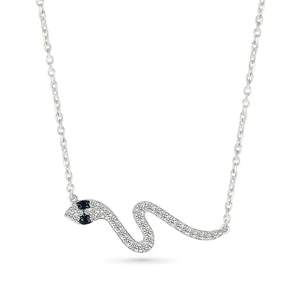 0.18CTW Black & White Diamond Snake Necklace in Sterling Silver