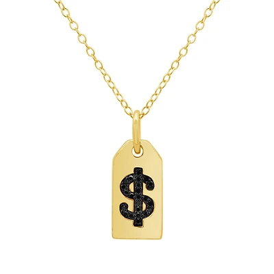 Black Diamond Dollar Sign Vermeil Pendant