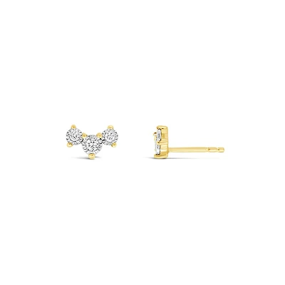 Glacier Fire Canadian 0.12CTW Three Stone Diamond Earrings in 10K Yellow Gold