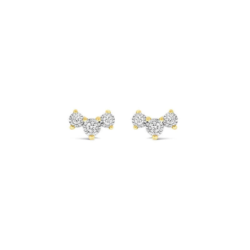 Glacier Fire Canadian 0.12CTW Three Stone Diamond Earrings in 10K Yellow Gold