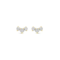 Glacier Fire Canadian 0.12CTW Three Stone Diamond Earrings in 10K Yellow Gold