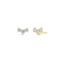 Glacier Fire Canadian 0.12CTW Three Stone Diamond Earrings in 10K Yellow Gold