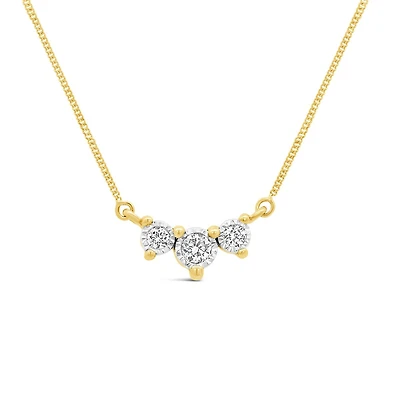 Glacier Fire Canadian 0.15CTW Three Stone Diamond Necklace in 10K Yellow Gold
