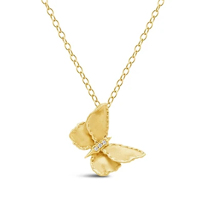 Bella Moda Diamond Butterfly Vermeil Pendant