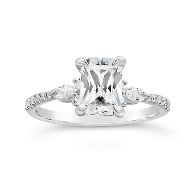 New Brilliance Lab Grown 2.50CTW Radiant Cut Diamond Ring in 14K White Gold