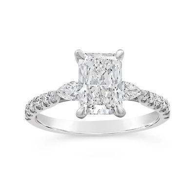 New Brilliance Lab Grown 2.50CTW Radiant Cut Diamond Ring in 14K White Gold