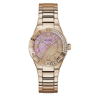 Guess Women's Rose Gold Tone Crystal Sangria Watch